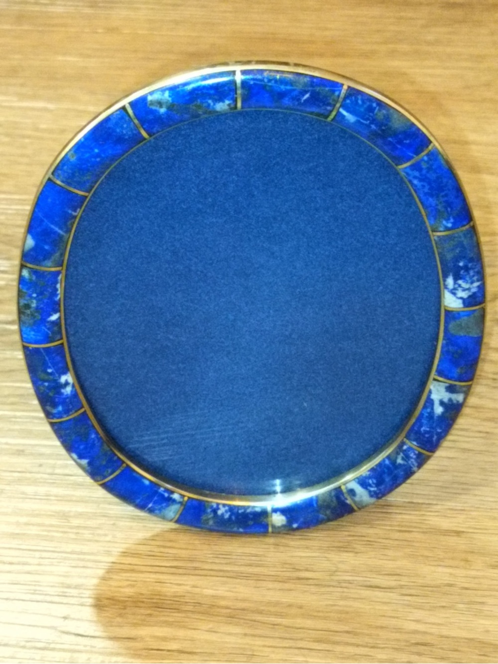 Vintage Lapis Lazuli Oval Picture Frame Mosaic Inlay Alpaca Plata Alemana